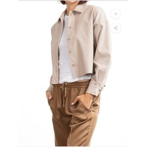 Pharaoh | Esme Boxy Crop Vegan Leather Minimalist Shirt Nude Size 1 Small